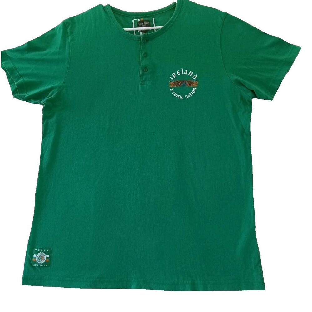 Men's Retro Ireland The Heritage Collection Button Down Jersey Green Size Large
